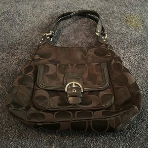 COACH Signature Sateen Campbell Hobo Bag BLACK